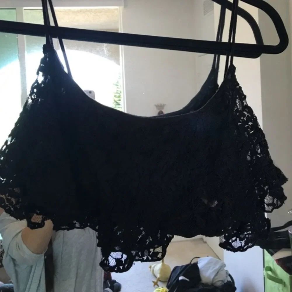 Black Lace Top - Beach Top - Size Large - Like New